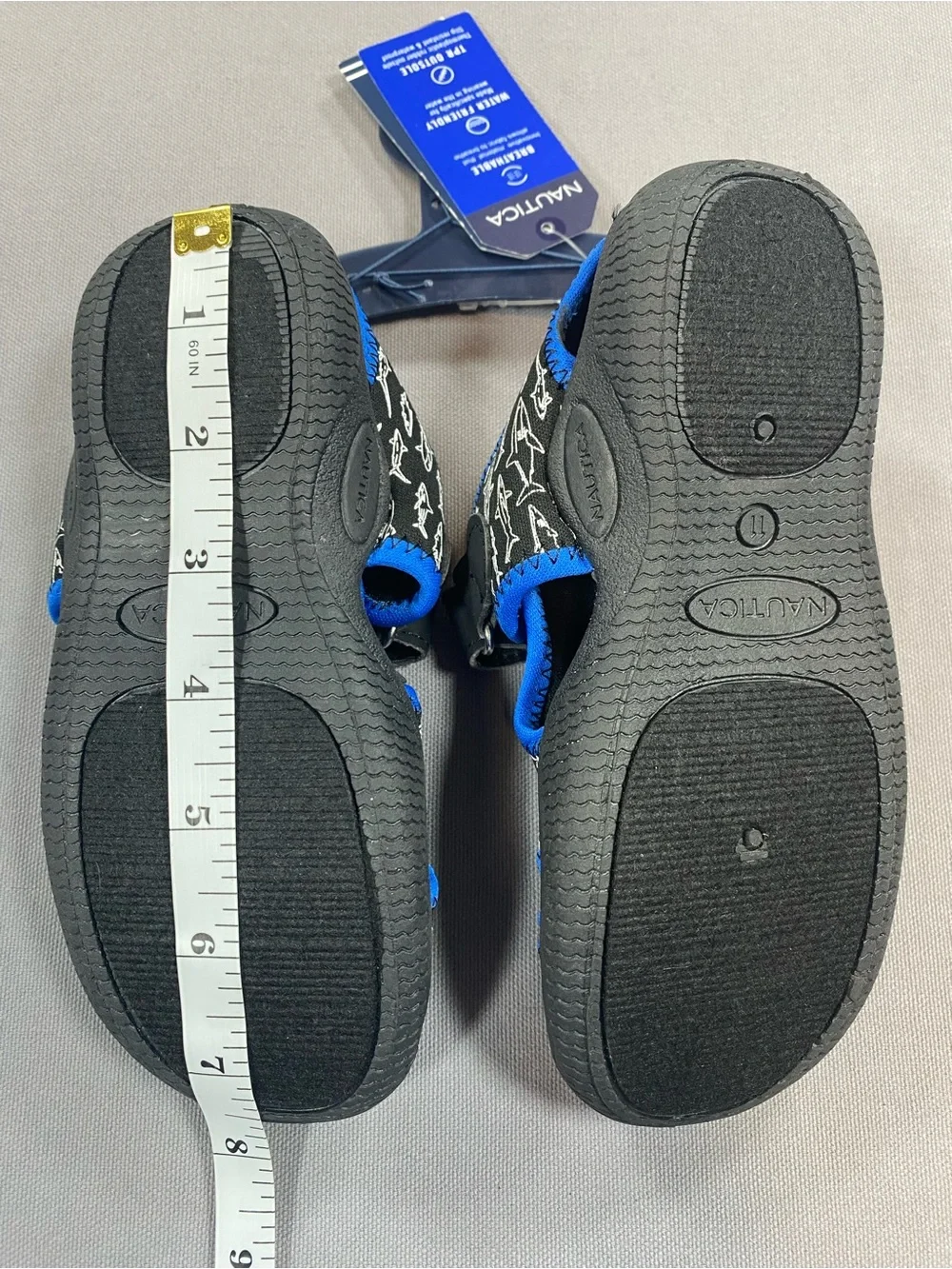 Nautica Kids Black Shark-Print Water Shoes with Blue Accents